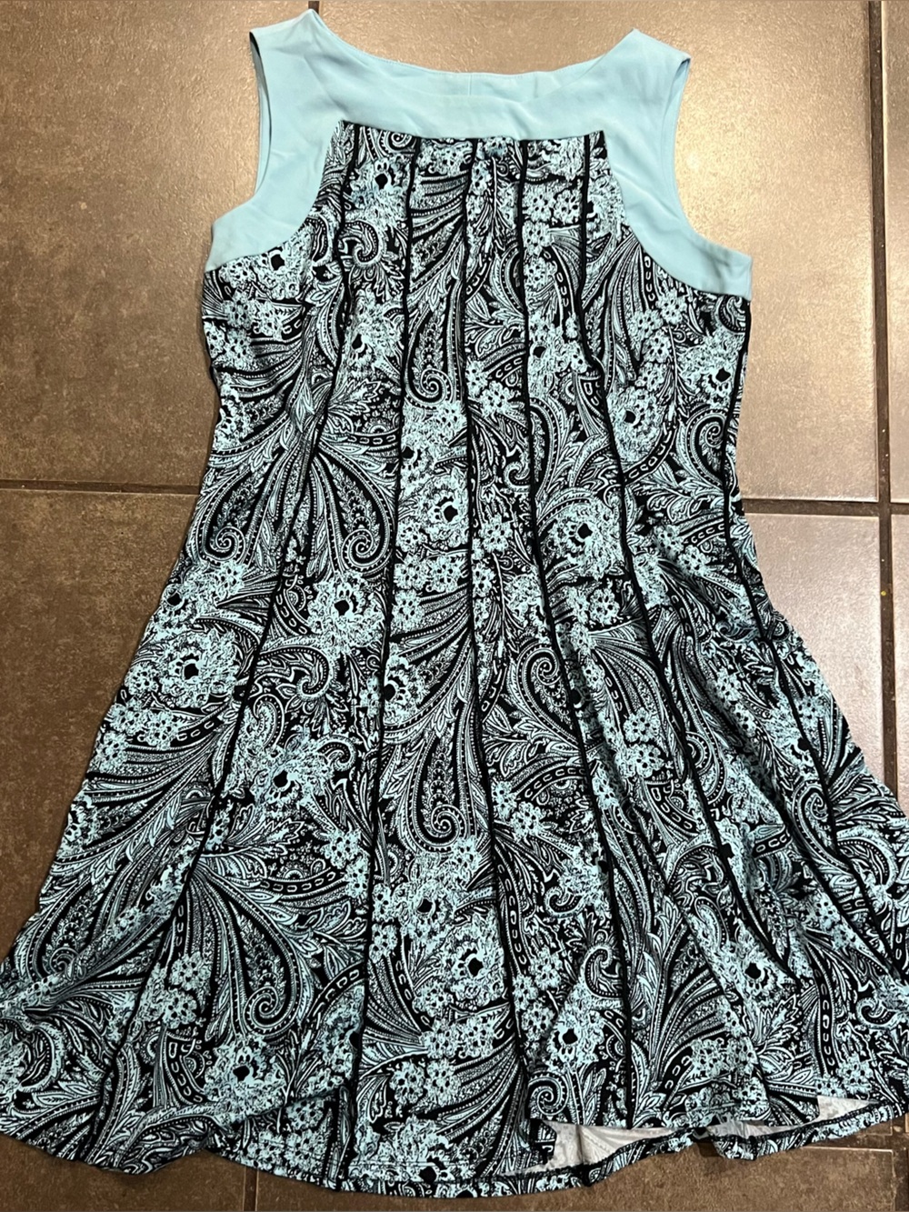 Adorable Perceptions Aqua and Black Paisley Maxi Dress